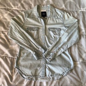 AE Denim-like Long Sleeve Button Up Shirt